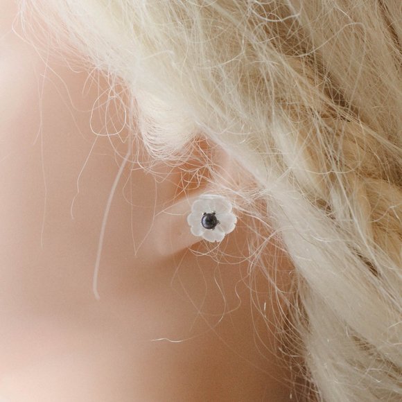 Sterling Silver Natural Lapis lazuli Flower Earrings Studs Nature Jewelry - Picture 7 of 8